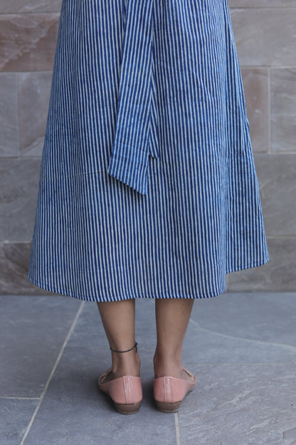 Indigo stripe Drape dress