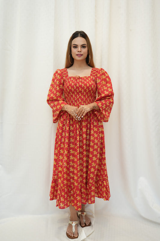 Red Smocking Dress