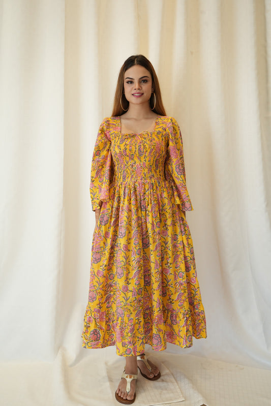 Yellow Smocking Dress