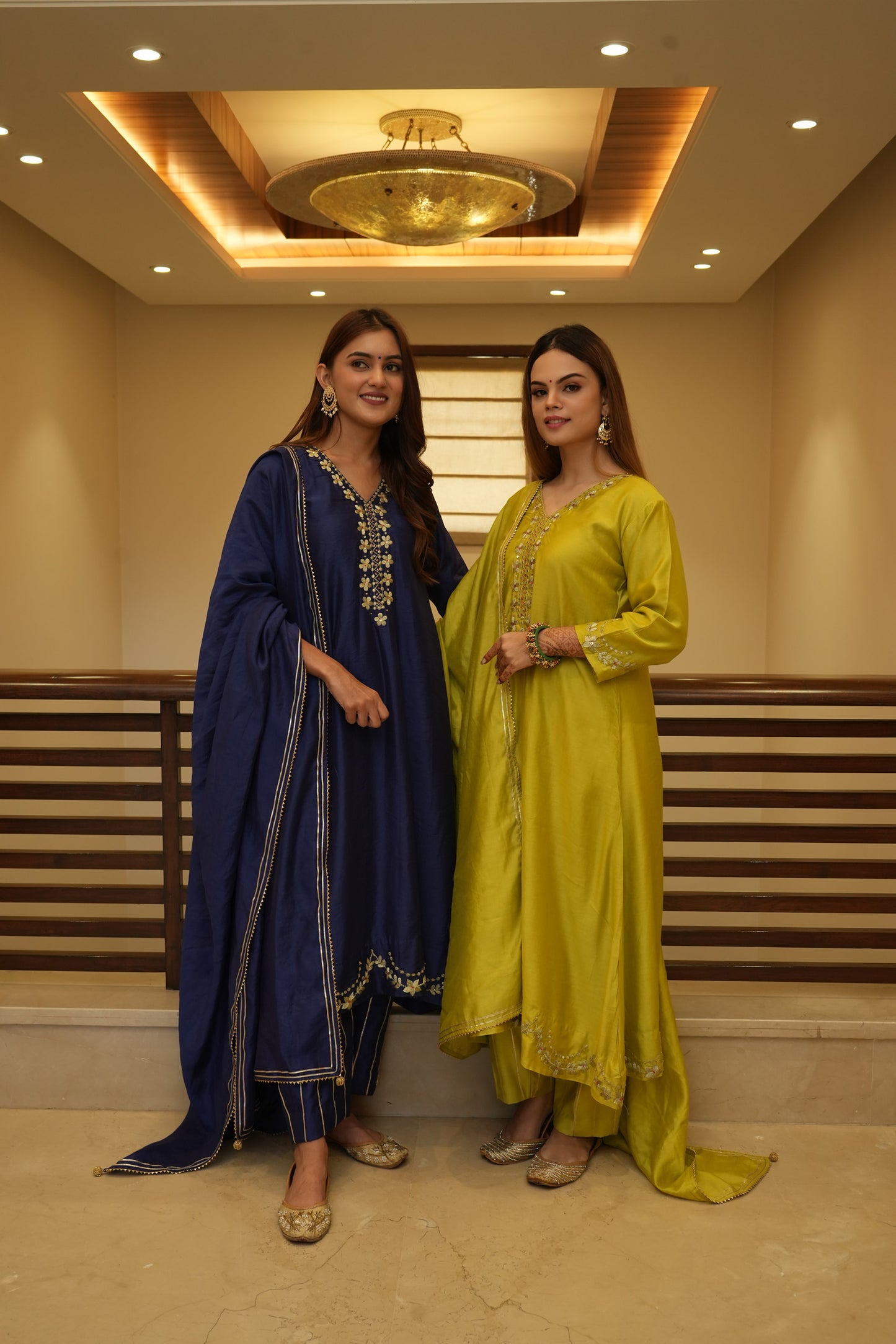 Zari sequence embellished Blue Chanderi suitset
