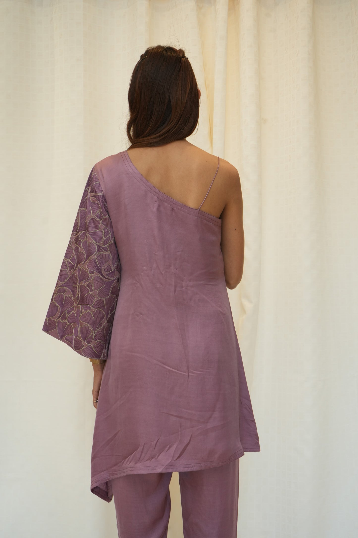 Cotton silk zari embellished asymmetric Cordset