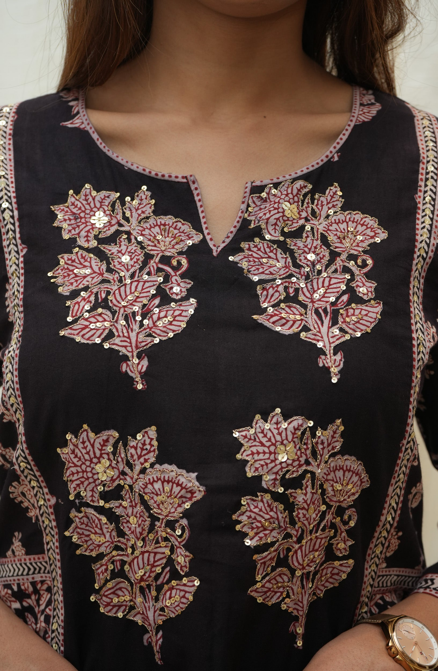 Black bagh buta hand embroidery sequence embellished suitset