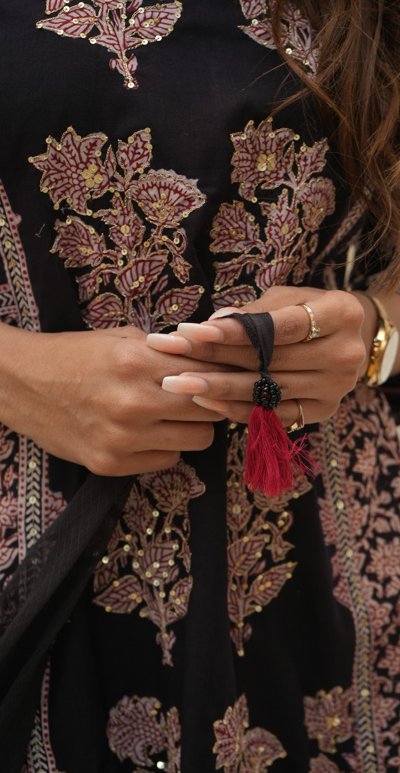 Black bagh buta hand embroidery sequence embellished suitset