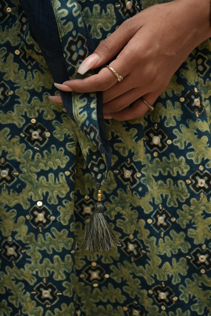 Green blue mirror work Suitset