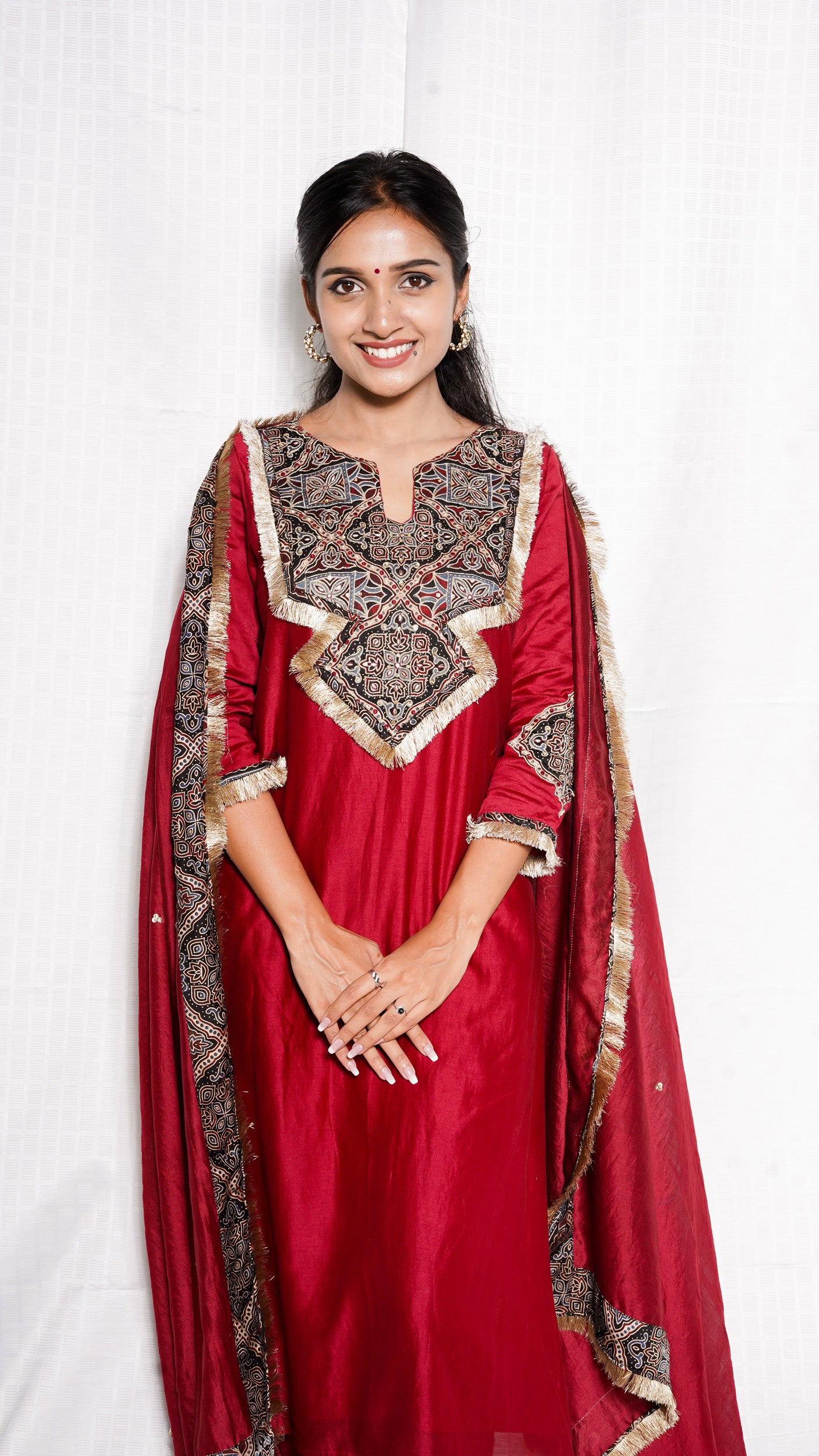 Marron Modal ajrakh patched suitset