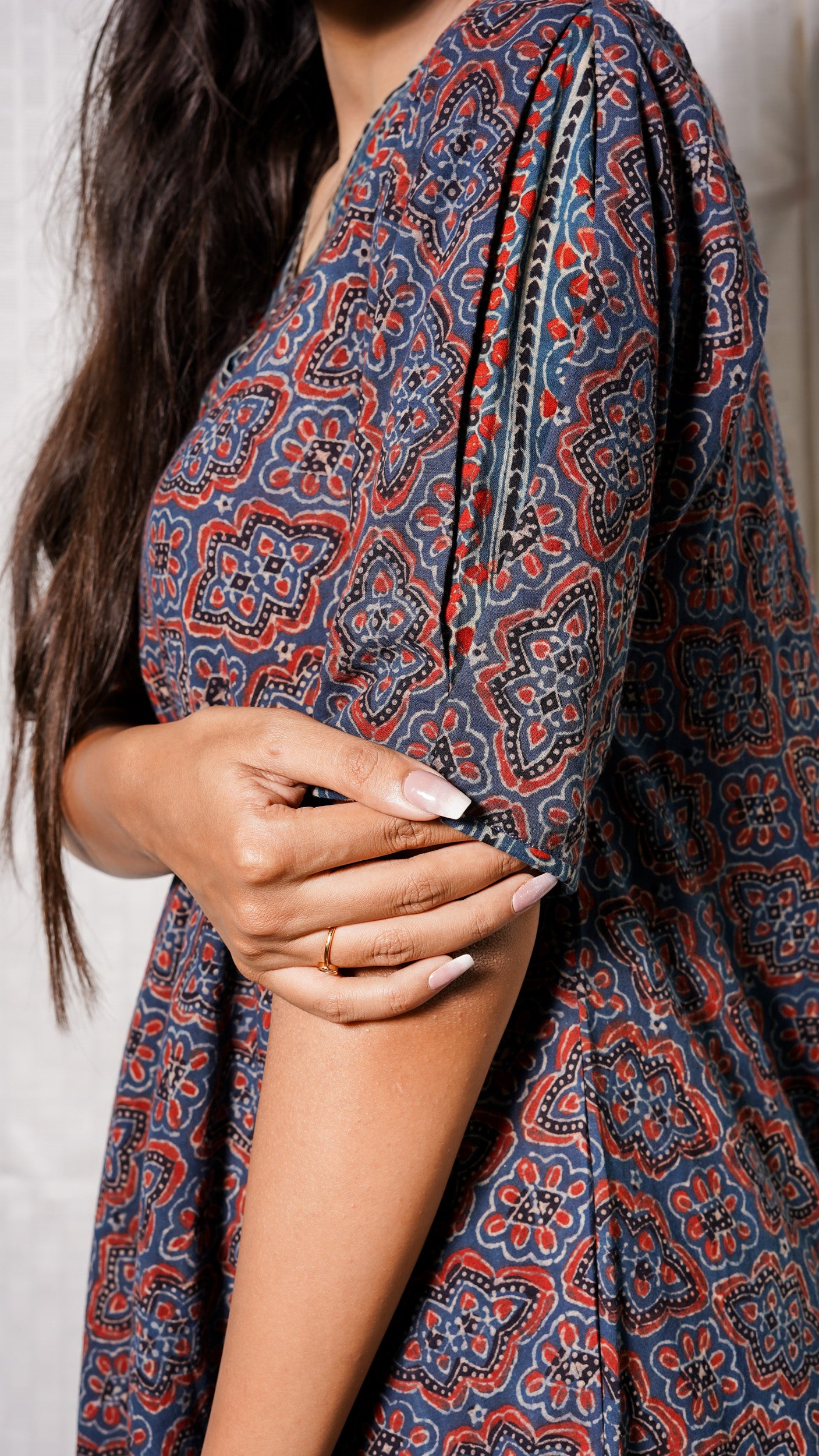 Blue Ajrakh Vneck Buta Print Cordset