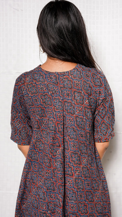 Blue Ajrakh Vneck Buta Print Cordset