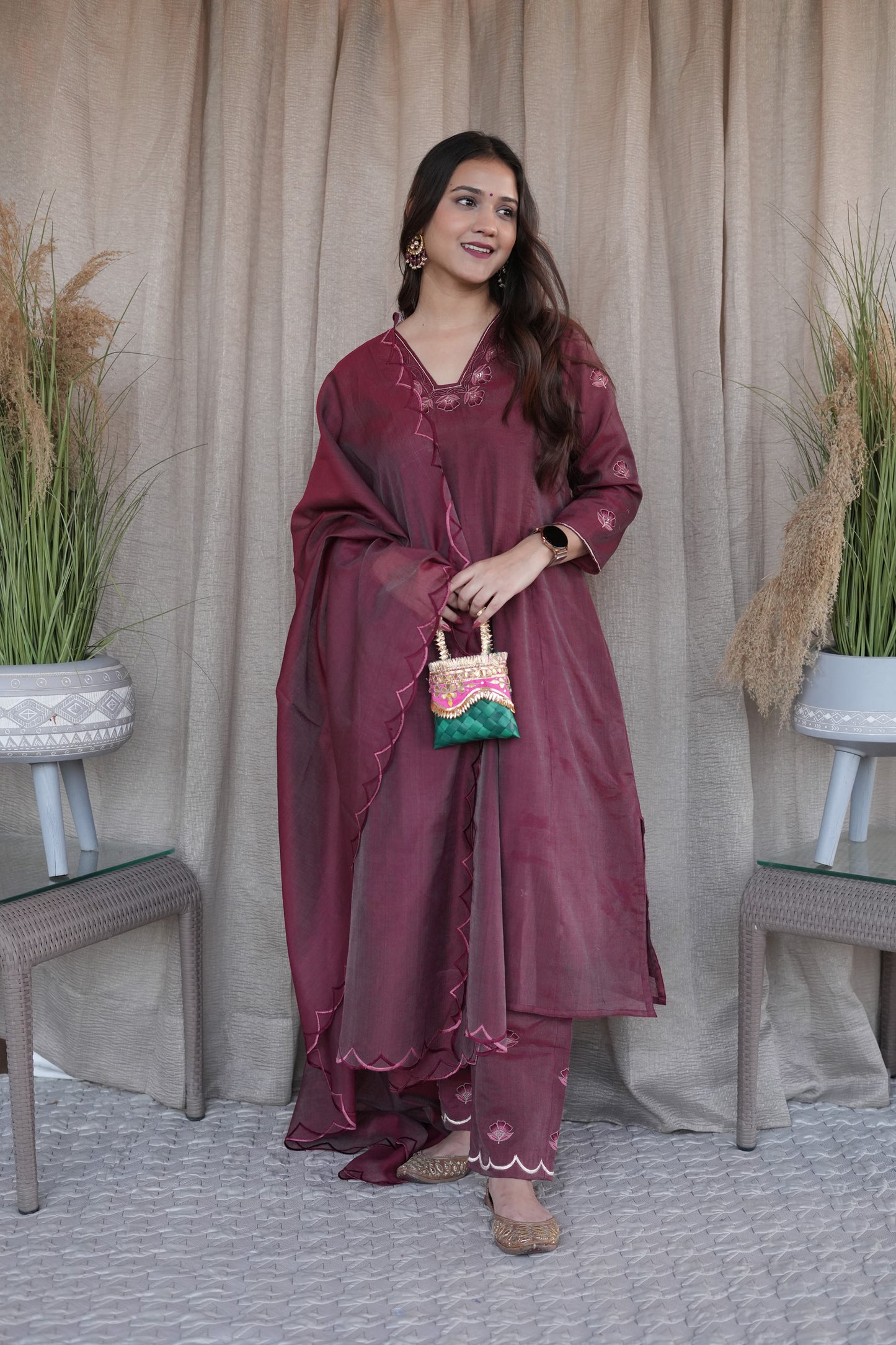 Maroon Chanderi