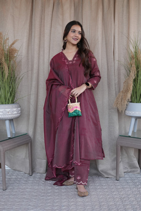 Maroon Chanderi