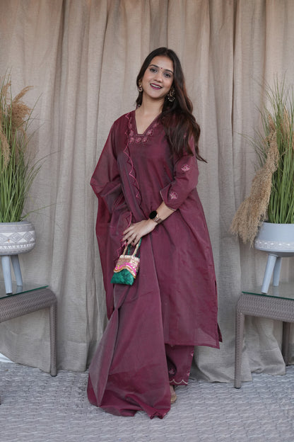 Maroon Chanderi