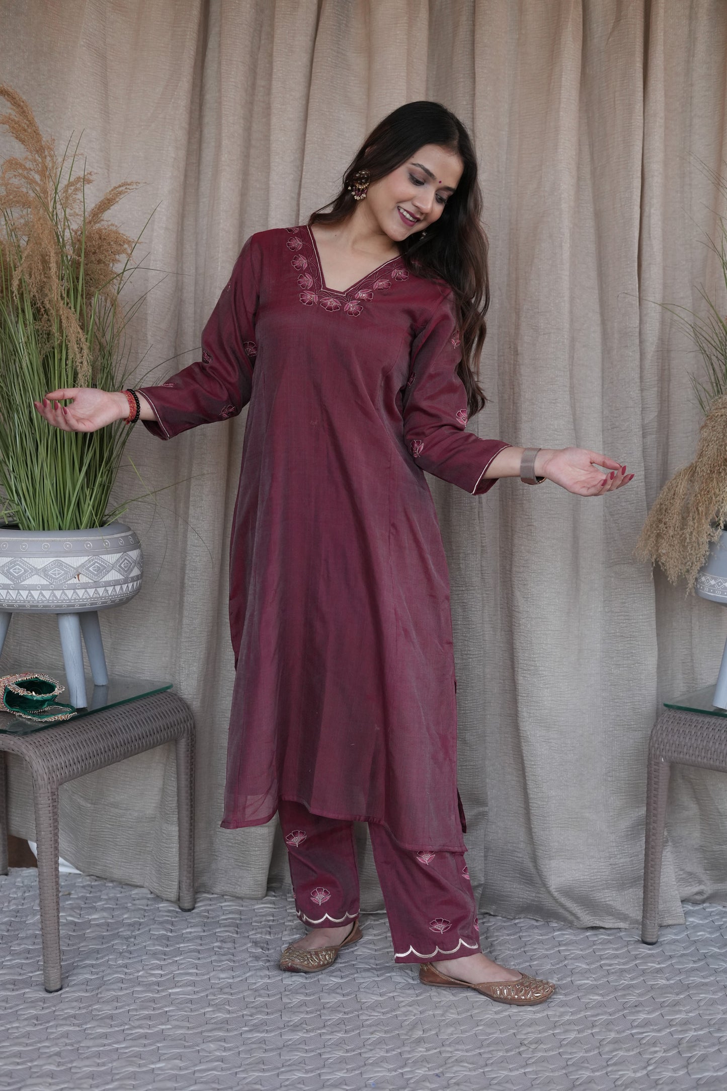 Maroon Chanderi