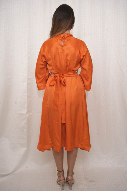 Orange Modal Beaded Belt Dress