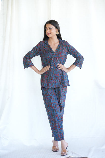 Blue Ajrakh Cordset