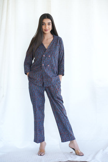 Blue Ajrakh Cordset