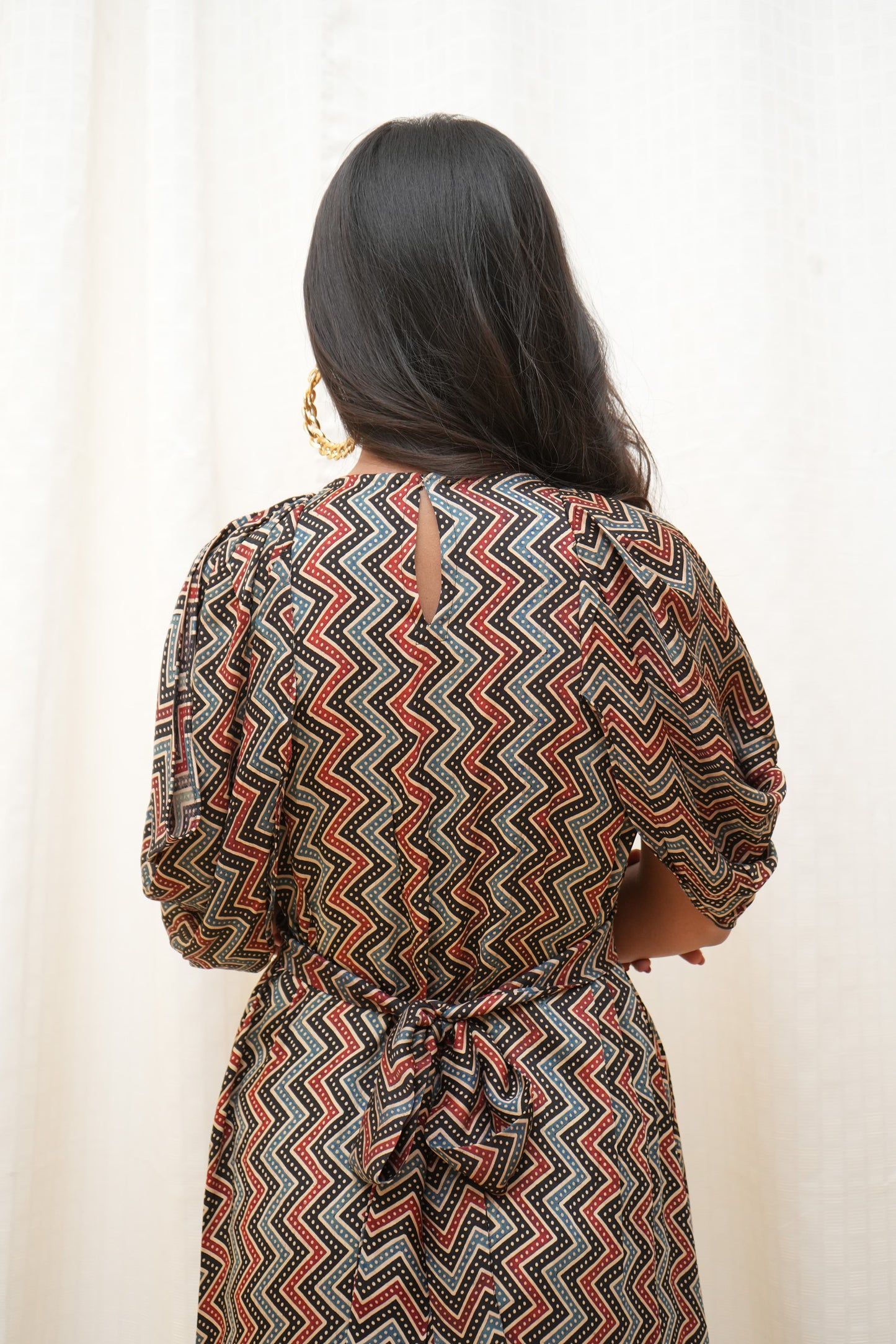 Black ajrakh zigzag modal dress