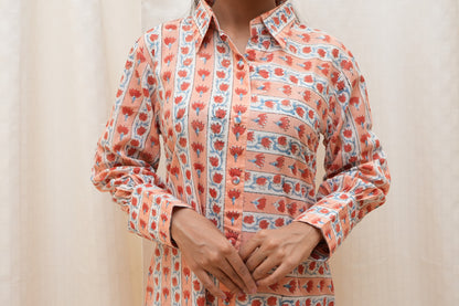 Orange Striped floral dress