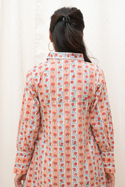 Orange Striped floral dress