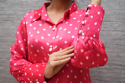 Pink Bandhani modal Cord set