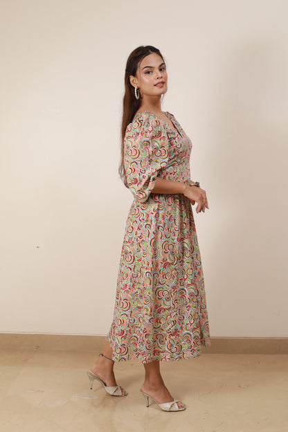 Multicolor sequence embellished dress