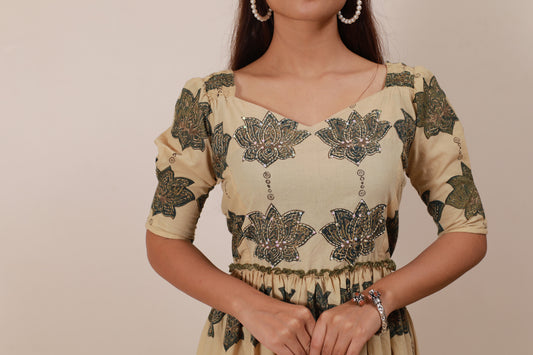 Ajrakh lotus dress