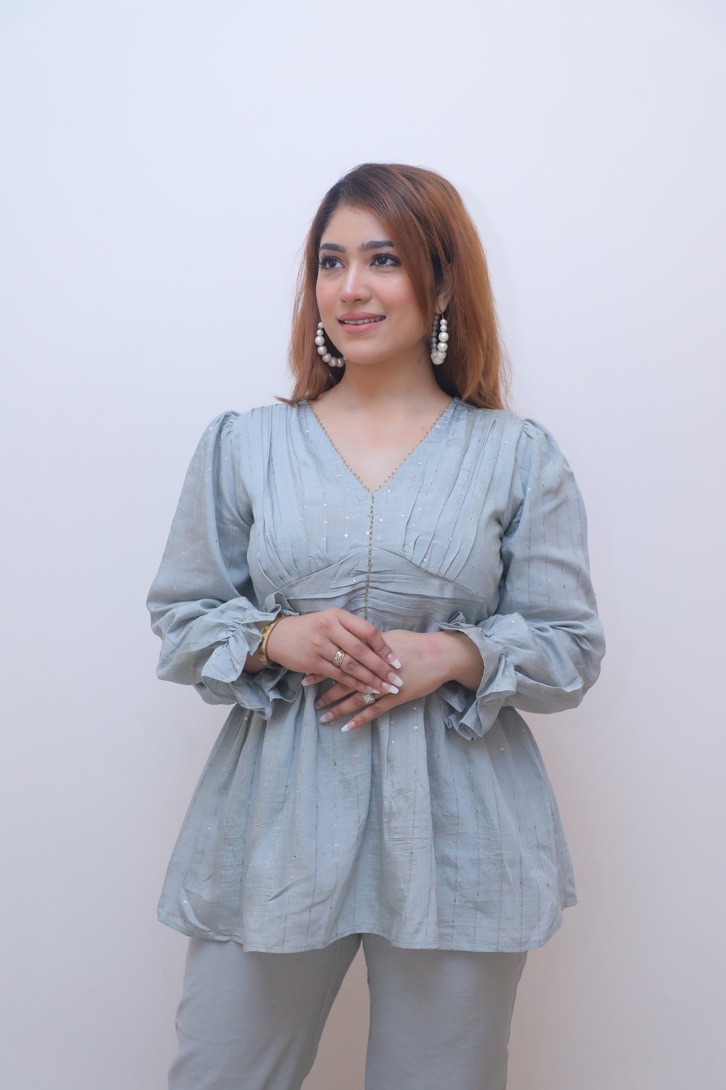 Grey Chanderi Cordset