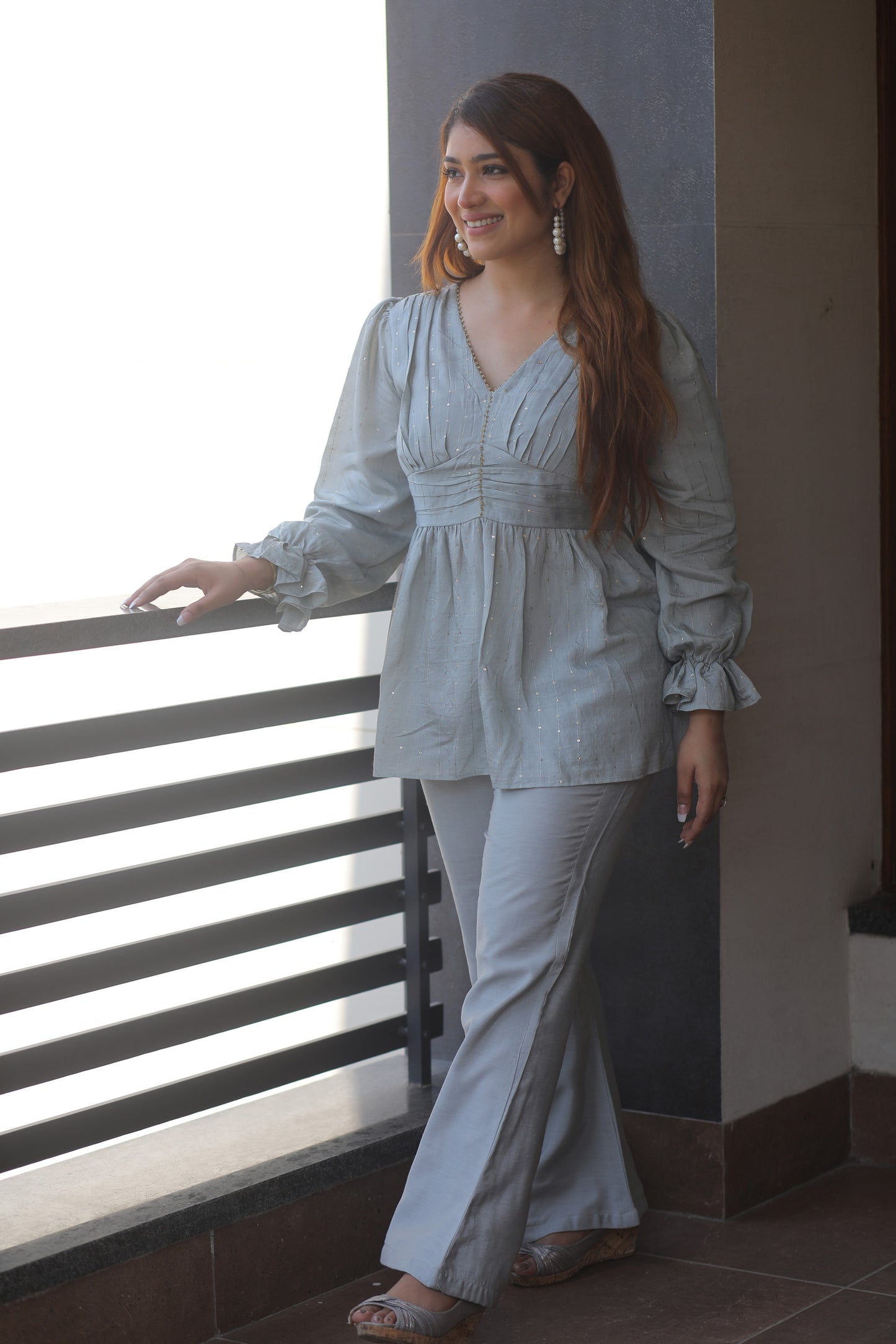 Grey Chanderi Cordset