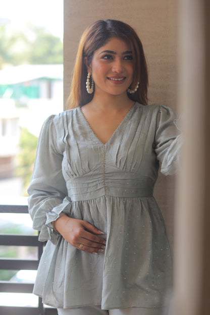 Grey Chanderi Cordset