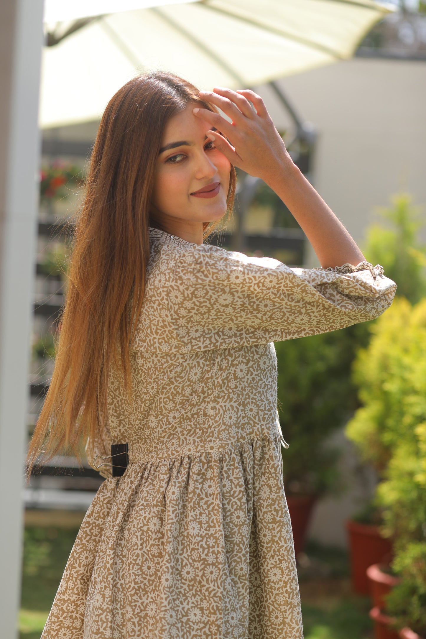 Ochre bagh print top