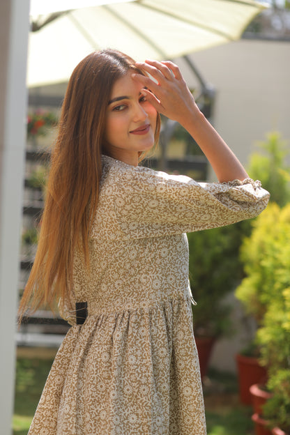 Ochre bagh print top