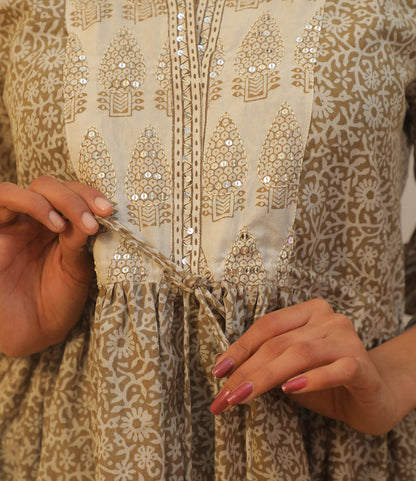 Ochre bagh print top