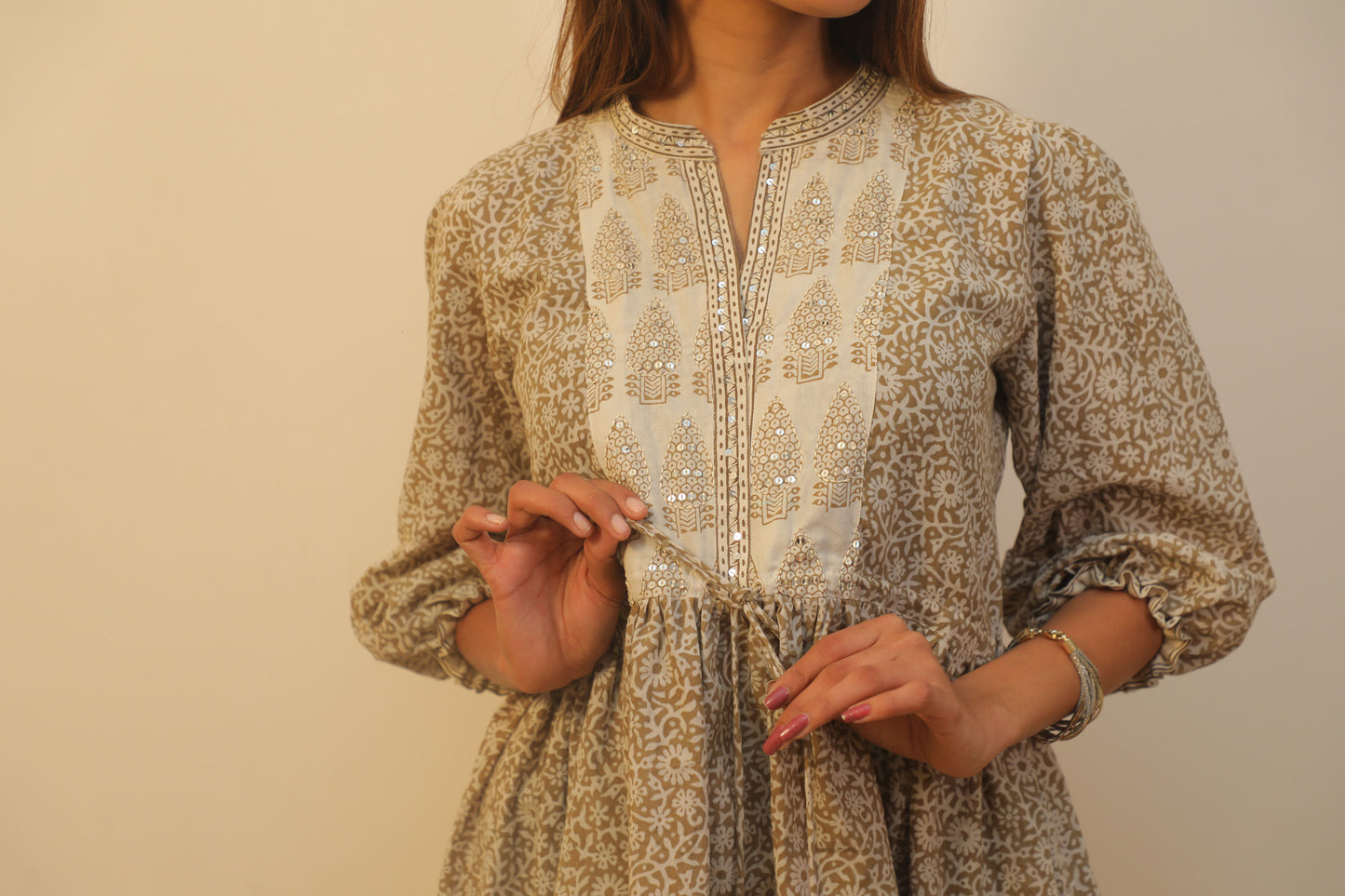 Ochre bagh print top