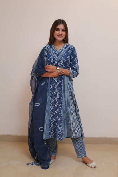 Indigo zigzag Kurta