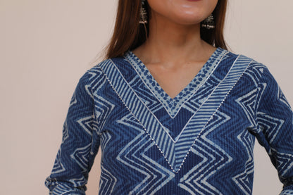 Indigo zigzag Kurta
