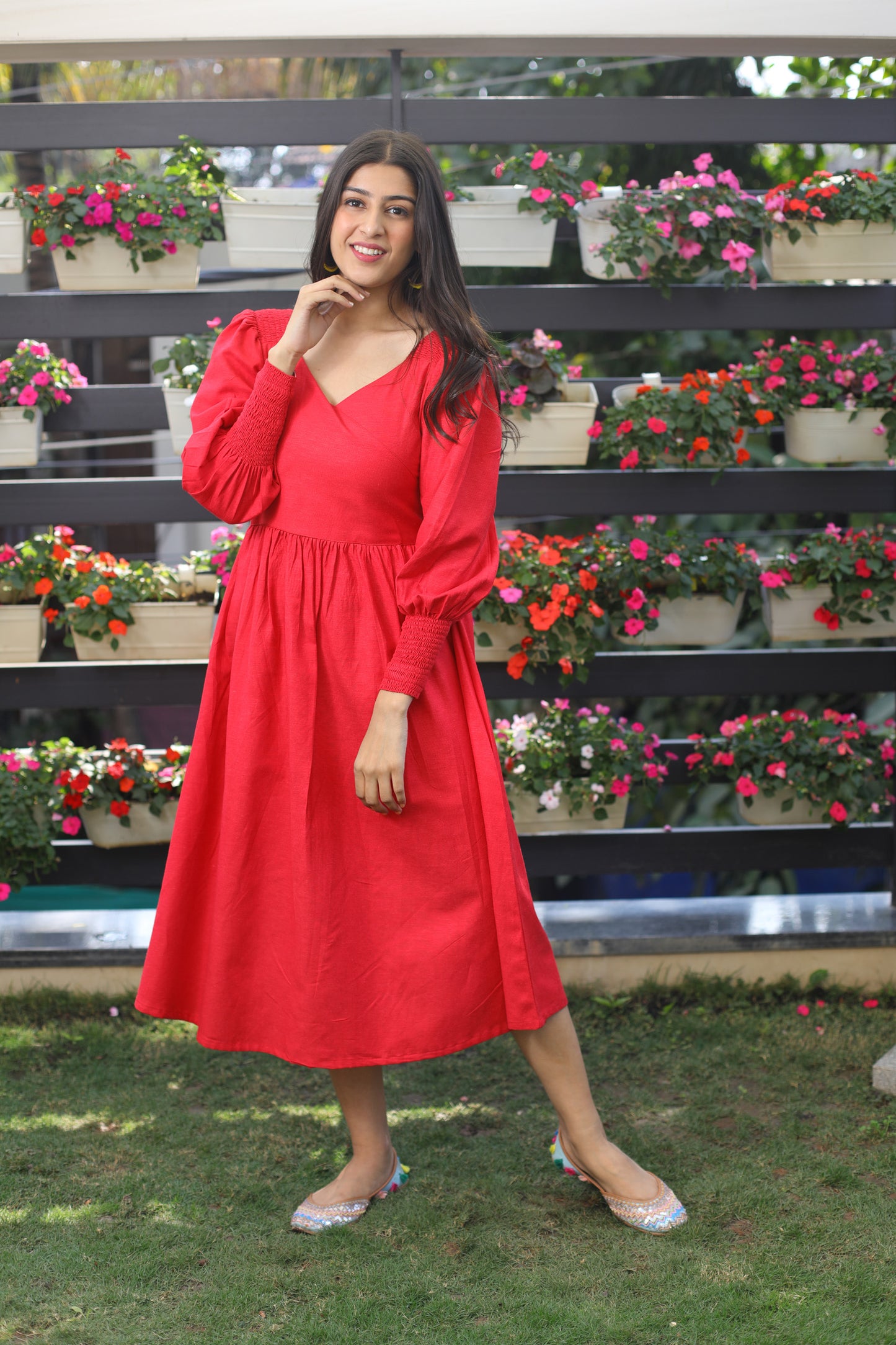 Cotton Red smocking dress