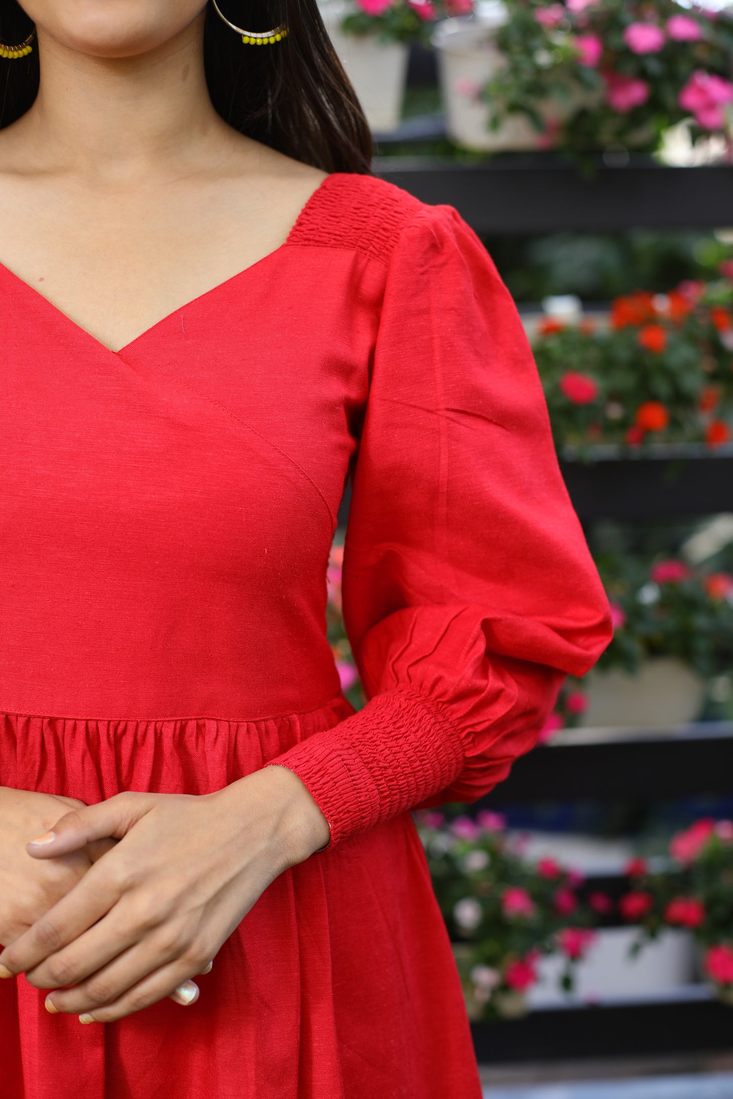 Cotton Red smocking dress