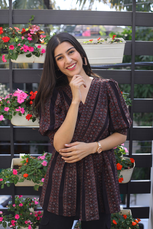 Black ajrakh top