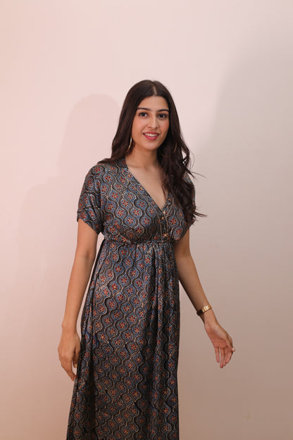 Kaftan Style neck beaded Modal Dress