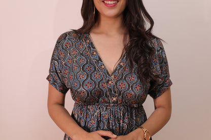 Kaftan Style neck beaded Modal Dress