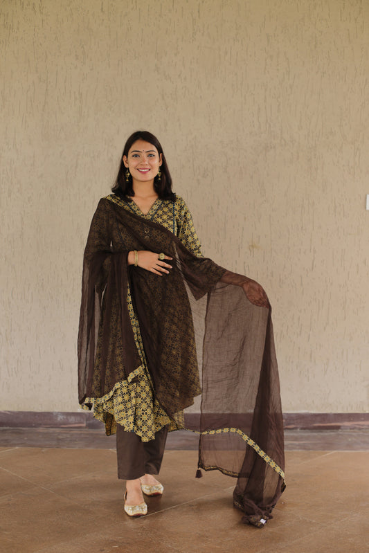 Ochre Star Print Kurta