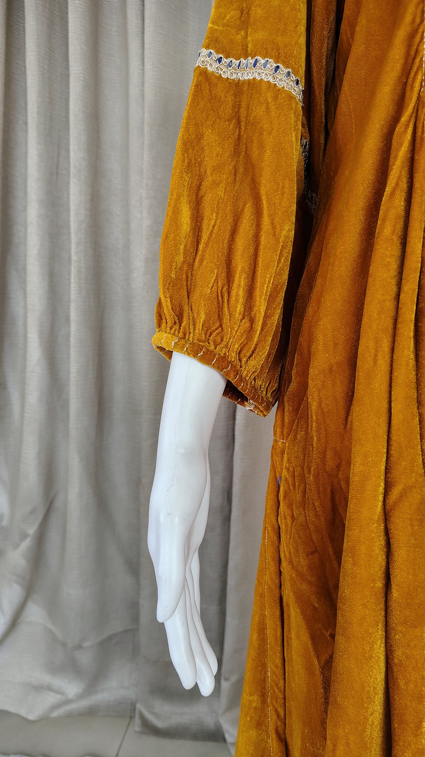 Mustard Zari Silk Thread embellished Beaded Velvet Kurta and Pant