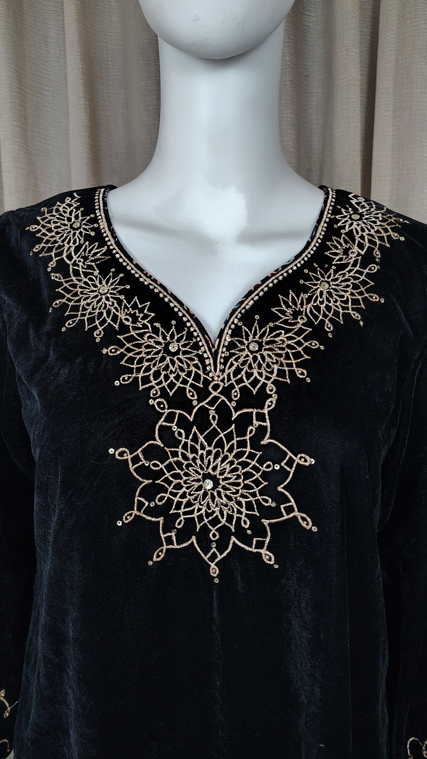Black zari sequence embellished Kurta and pant