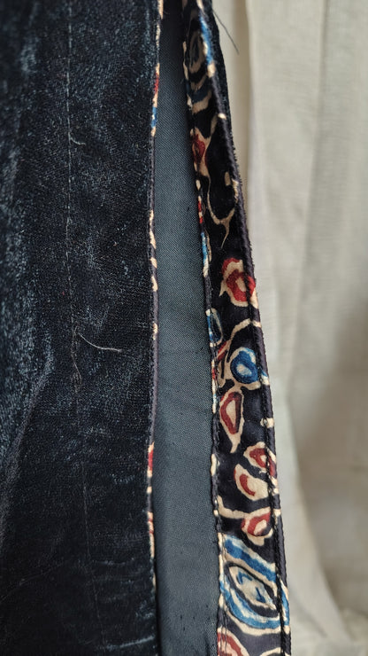 Black Velvet High neck zari embroidered Kurta and Pant