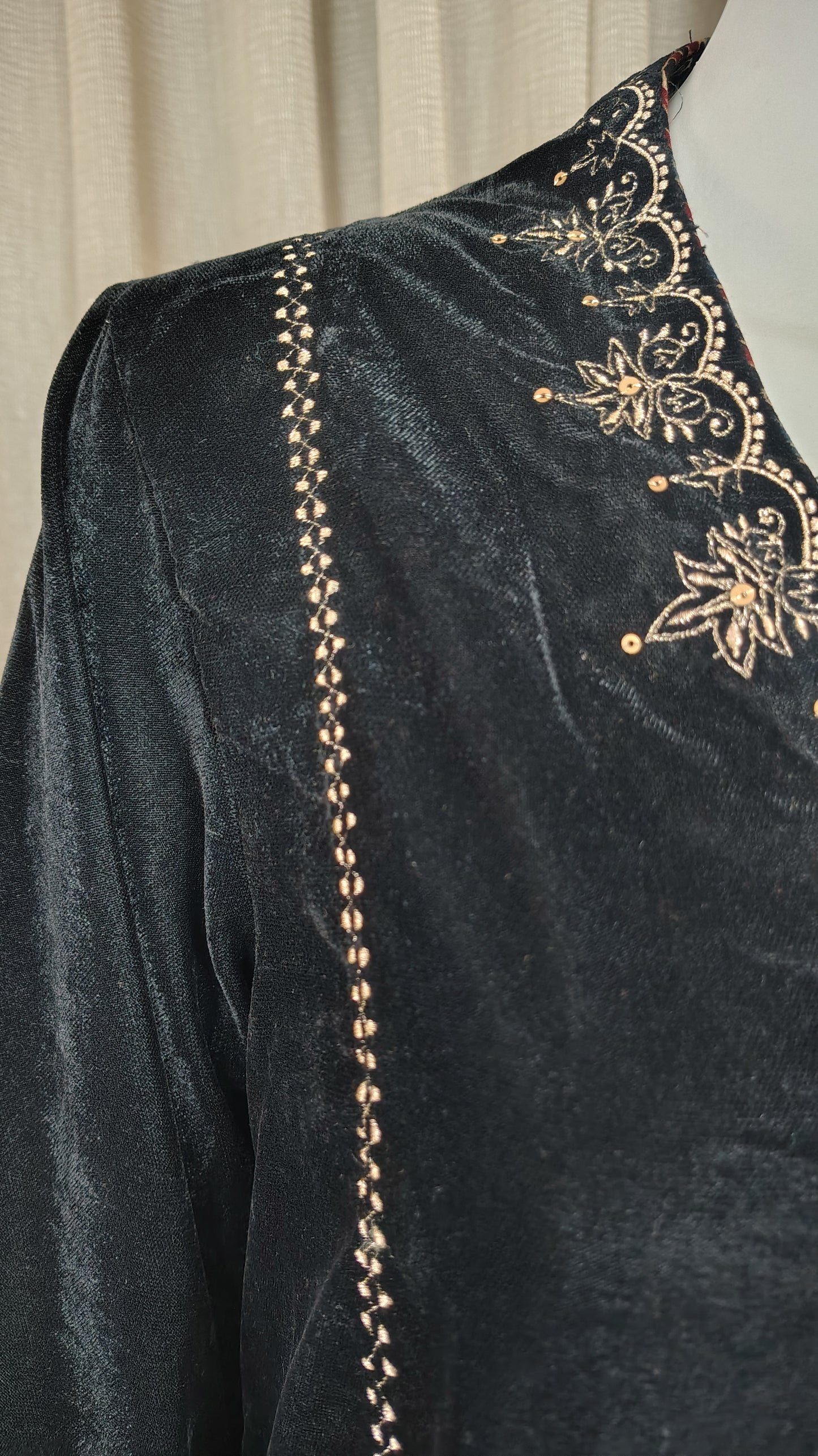 Black Velvet High neck zari embroidered Kurta and Pant