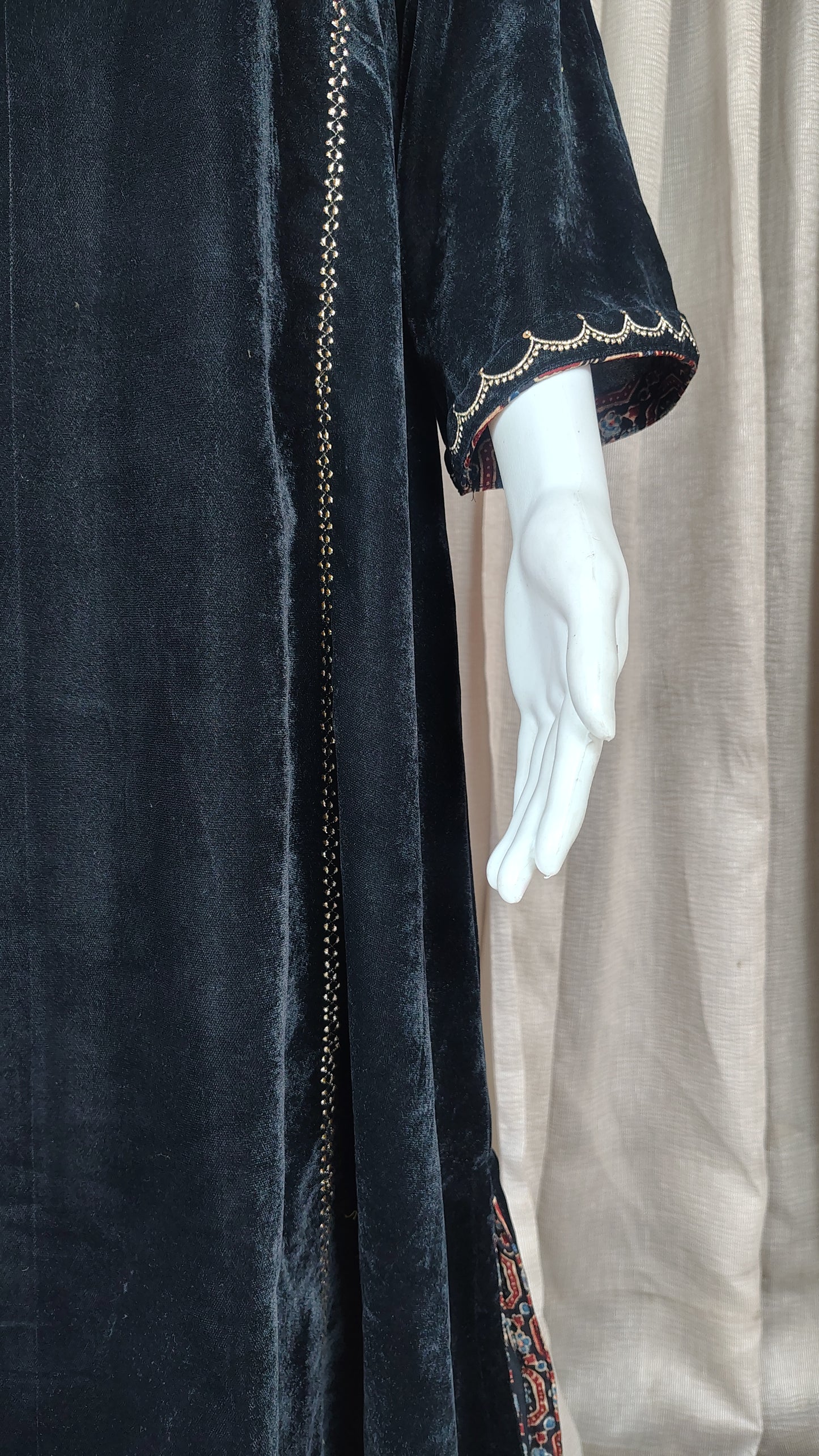 Black Velvet High neck zari embroidered Kurta and Pant