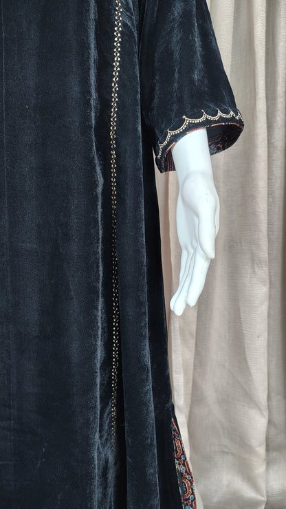 Black Velvet High neck zari embroidered Kurta and Pant