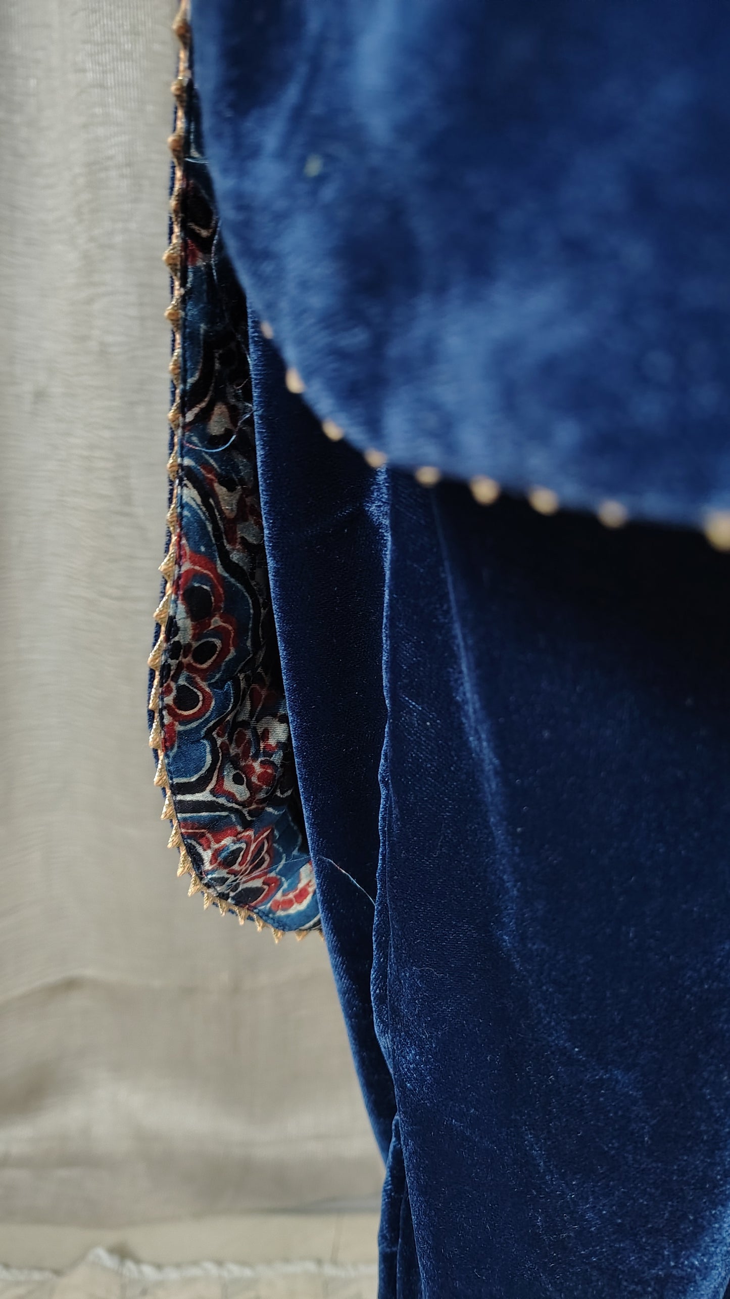 Peacock blue floral embroidered kurta pant