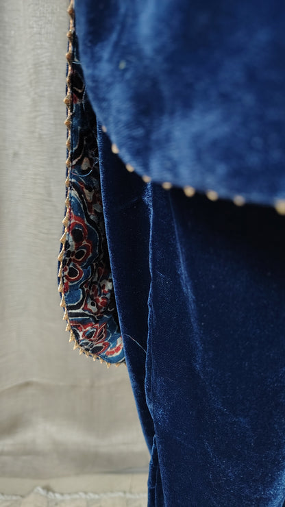 Peacock blue floral embroidered kurta pant