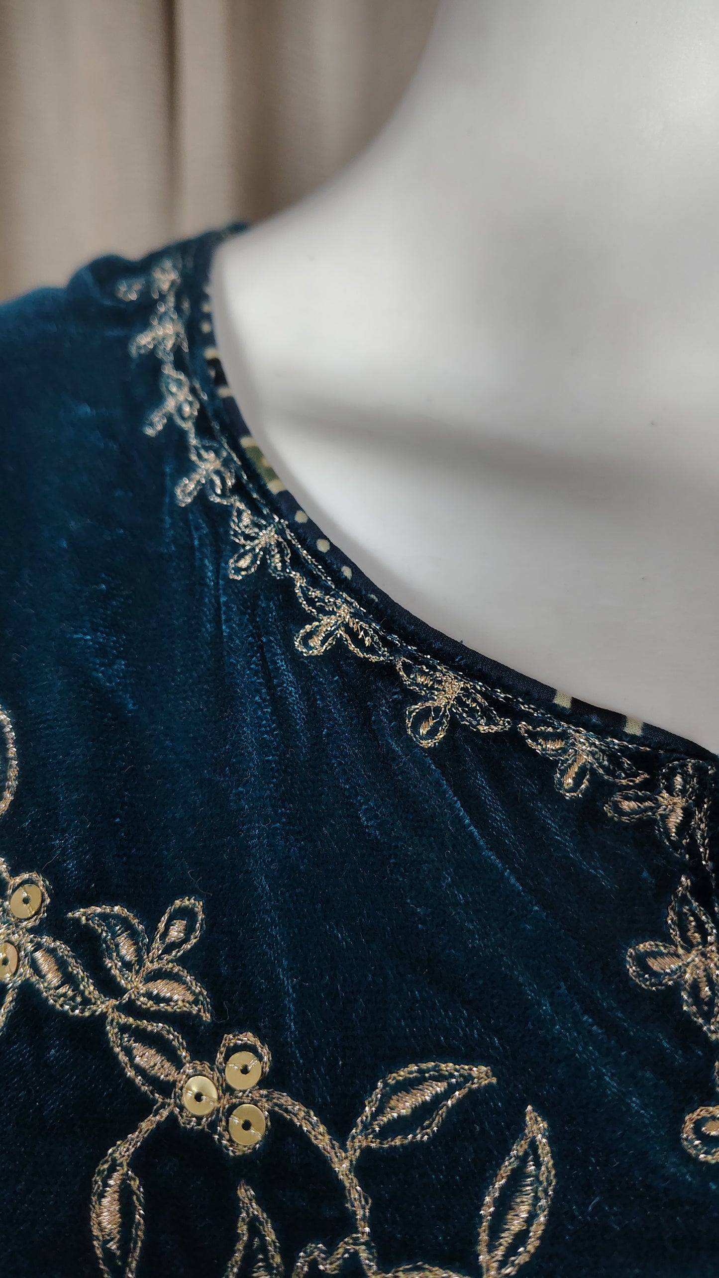 Teal Blue Zari Embroidered Kurta with Pant