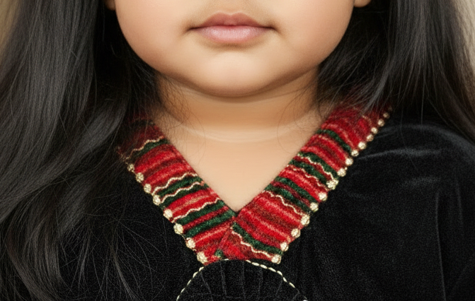 Kids velvet black kurta pant