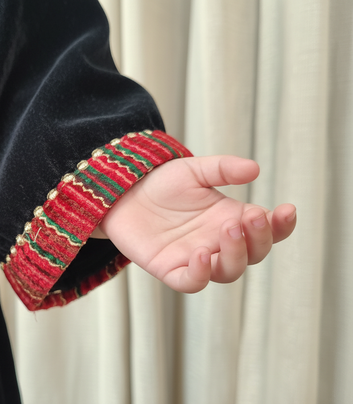 Kids velvet black kurta pant